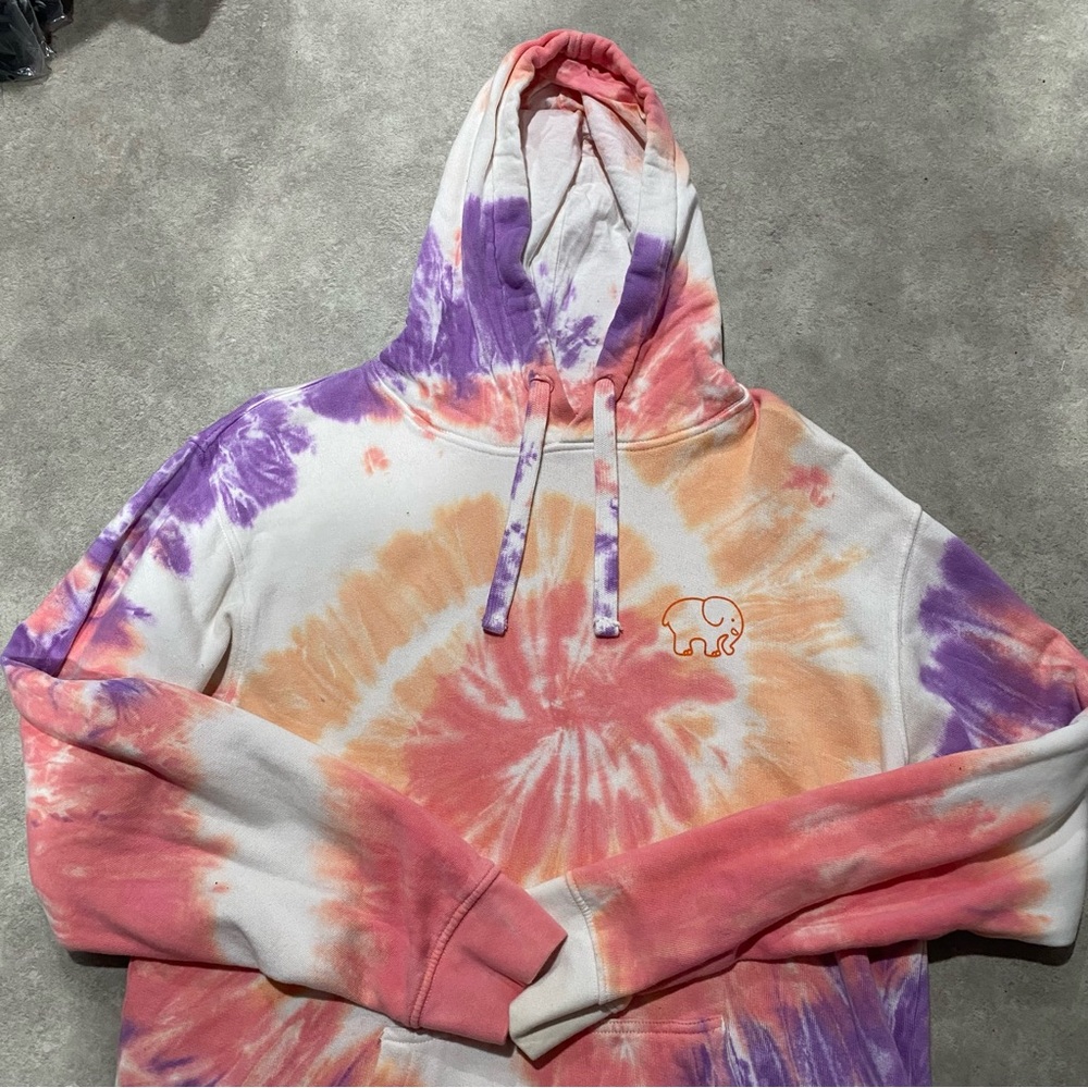Ivory Ella Pink Orange and Purple Organic Cotton Hoodie Sz Small